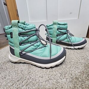 North Face Thermoball Waterproof Winter Boots in Mint Green